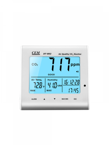 Анализатор CO2, часы, температуры и влажности CEM DT-802 купить по низкой цене | МАКСПРОФИТ